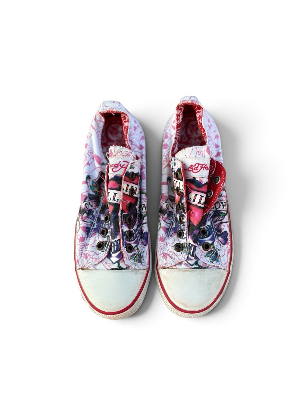 Ed Hardy Y2K Pink Tattoo Print Slip-On Sneakers